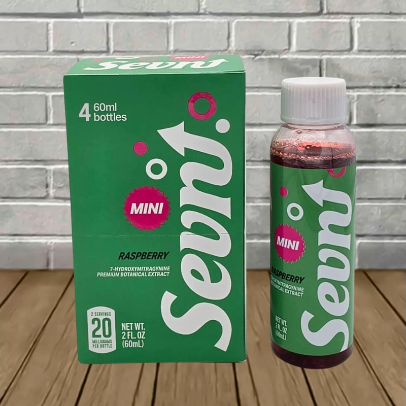 Sevn 7-Hydroxymitragynine Premium Botanical Extract 2oz - Raspberry -- 20mg -- 4ct Bottle BULK CASE