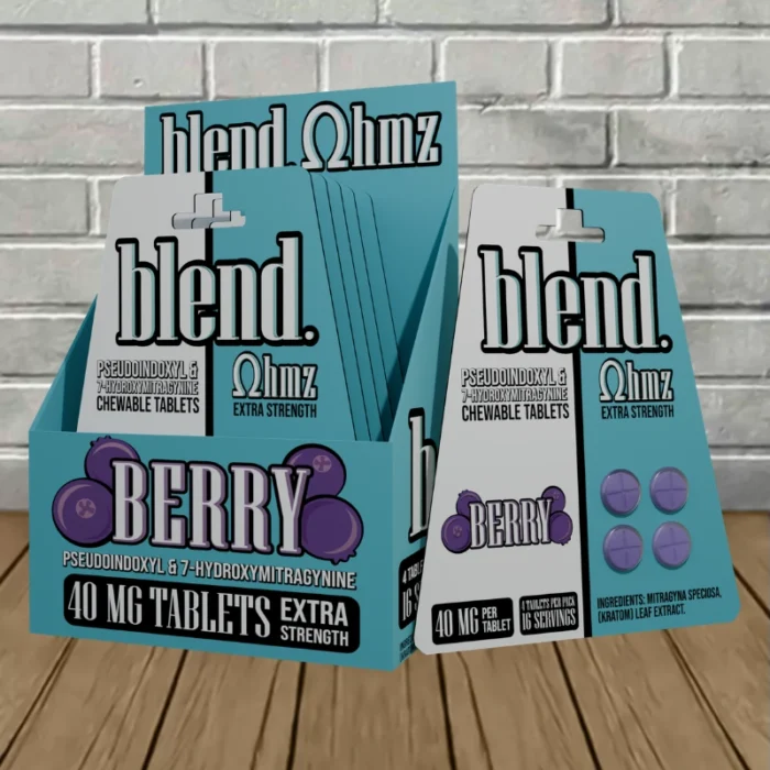Blend Pseudo + 7-Hydroxy Tablets 40mg Pack - Berry -- 5 X 4ct = 20 Tablets BULK CASE Blend Pseudo + 7-Hydroxy Tablets 40mg Pack - Berry -- 5 X 4ct = 20 Tablets BULK CASE