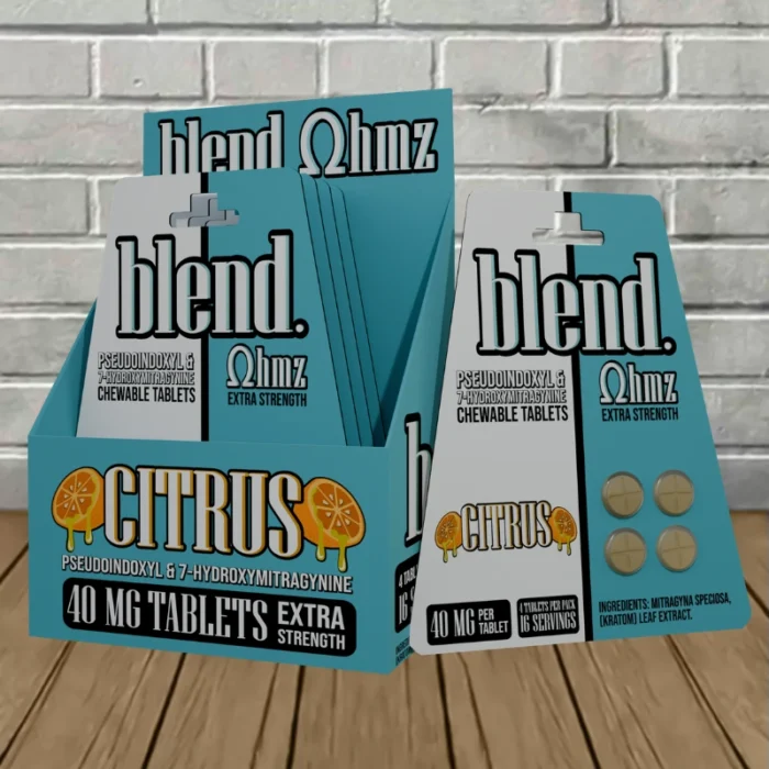 Blend Pseudo + 7-Hydroxy Tablets 40mg Pack - Citrus -- 5 X 4ct = 20 Tablets BULK CASE Blend Pseudo + 7-Hydroxy Tablets 40mg Pack - Citrus -- 5 X 4ct = 20 Tablets BULK CASE