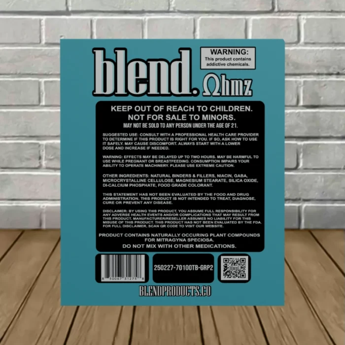 Blend Pseudo + 7-Hydroxy Tablets 40mg Pack - back of display case Blend Pseudo + 7-Hydroxy Tablets 40mg Pack - back of display case