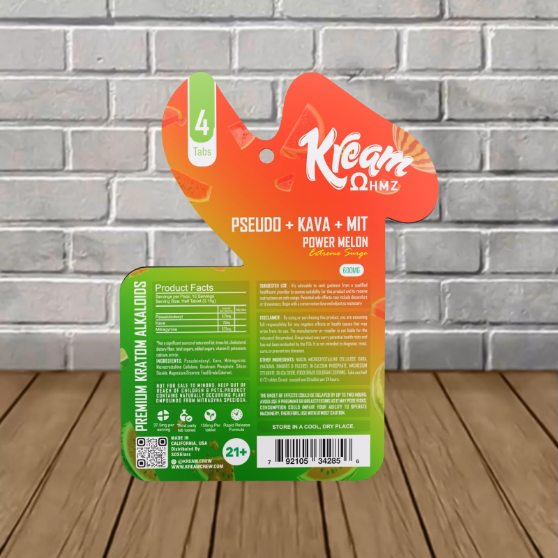 Kream-Psuedo-Kava-MIT-600mg-Blister-Pack-Power-Melon-4ct-Blister-Pack-Product-facts