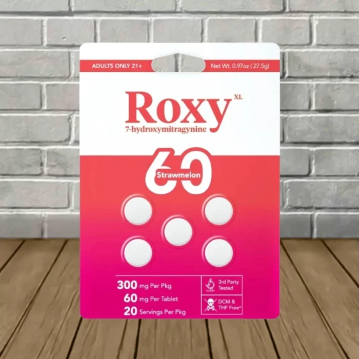 Roxy XL 7-Hydroxymitragynine Tablets 60mg-Strawmelon 5ct Single Blister Pack Roxy XL 7-Hydroxymitragynine Tablets 60mg-Strawmelon 5ct Single Blister Pack