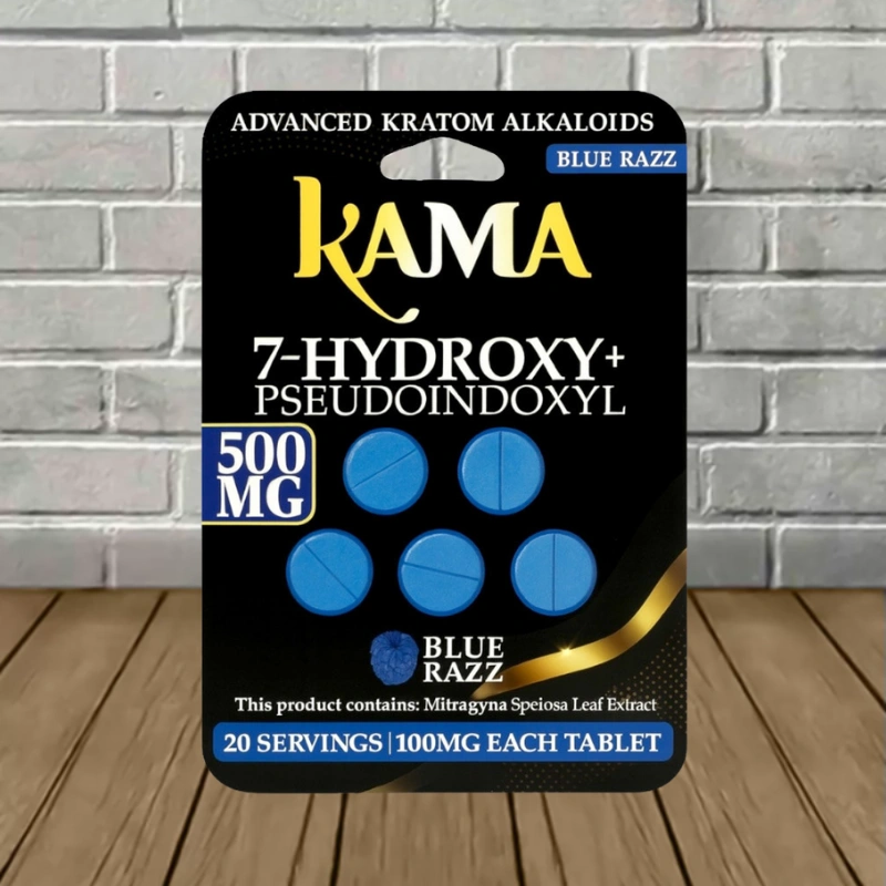 Kama 7-Hydroxy + Pseudo Tablets 500mg-Blue Razz -- 5ct Blister Pack