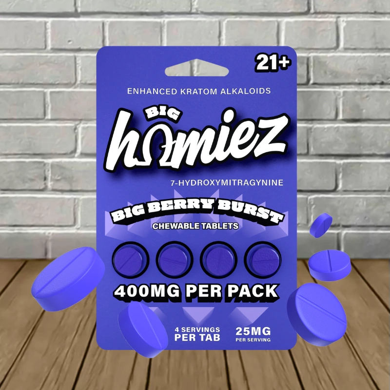 Big Homiez 7-Hydroxy Tablets 400mg - Big Berry Burst -- 4ct Blister Pack