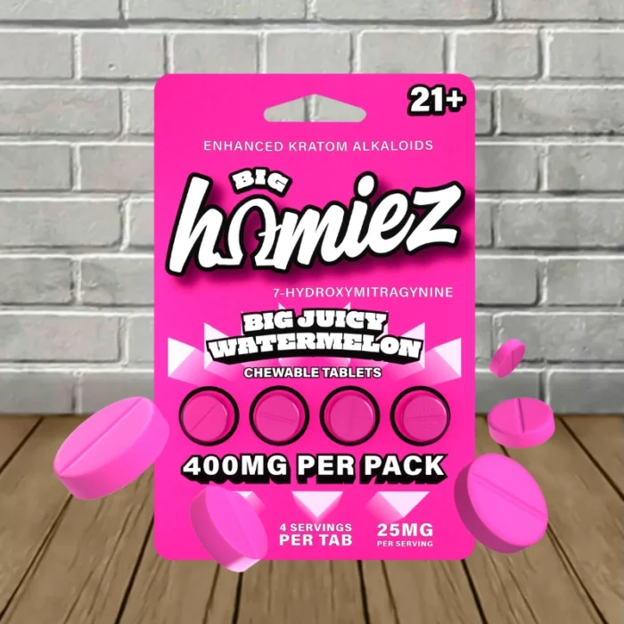 Big Homiez 7-Hydroxy Tablets 400mg - Big Juicy Watermelon -- 4ct Blister Pack Big Homiez 7-Hydroxy Tablets 400mg - Big Juicy Watermelon -- 4ct Blister Pack