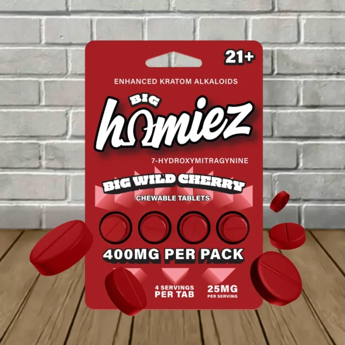 Big Homiez 7-Hydroxy Tablets 400mg - Big Wild Cherry -- 4ct Blister Pack Big Homiez 7-Hydroxy Tablets 400mg - Big Wild Cherry -- 4ct Blister Pack