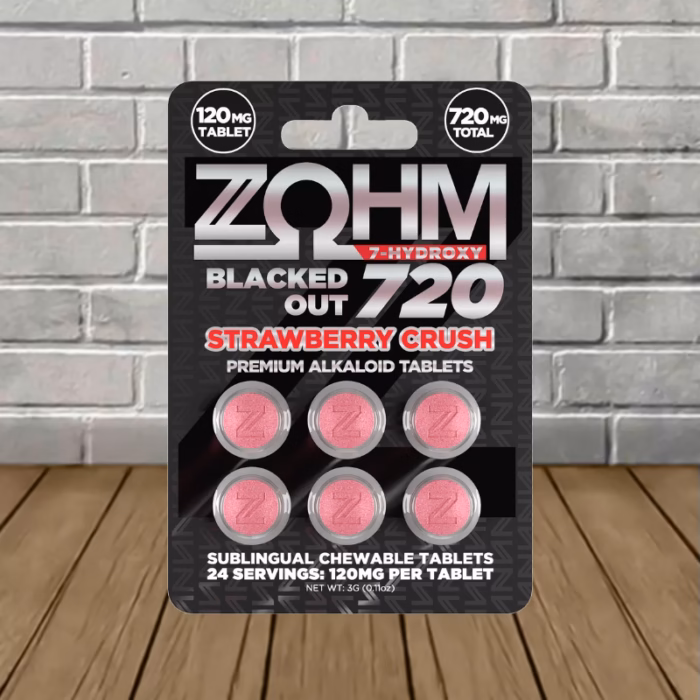 Zohm-Premium-7-Hydroxy-Blacked-Out-Tablets-720mg-Strawberry-Crush-6ct-Single-Blister-Pack- Zohm-Premium-7-Hydroxy-Blacked-Out-Tablets-720mg-Strawberry-Crush-6ct-Single-Blister-Pack-