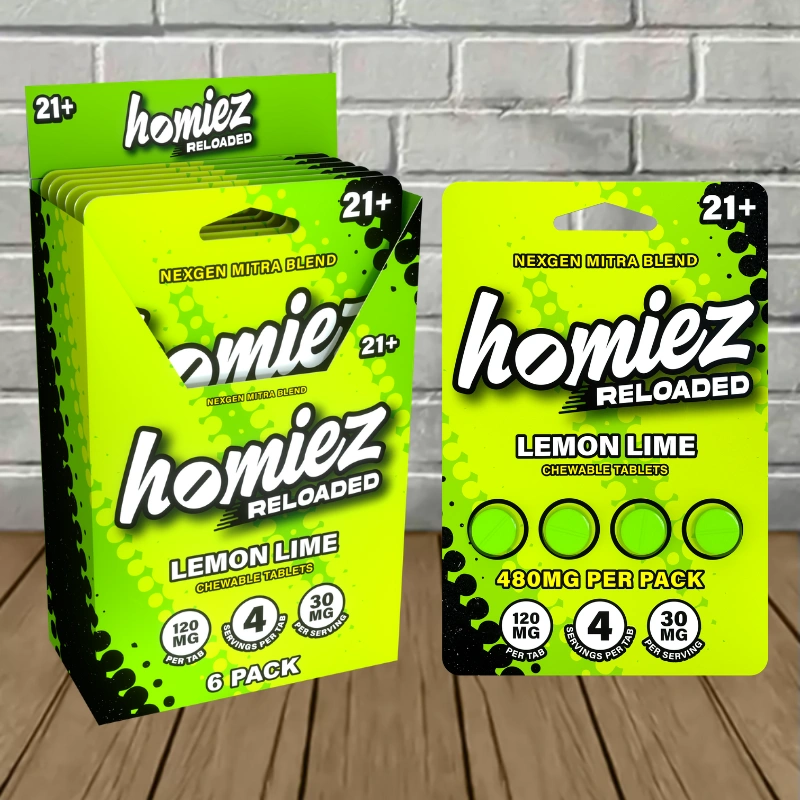 Homiez Reloaded NexGen Mitra Blend Tablets 480mg-Lemon Lime -- 4ct x 6 = 24 Tablets BULK CASE