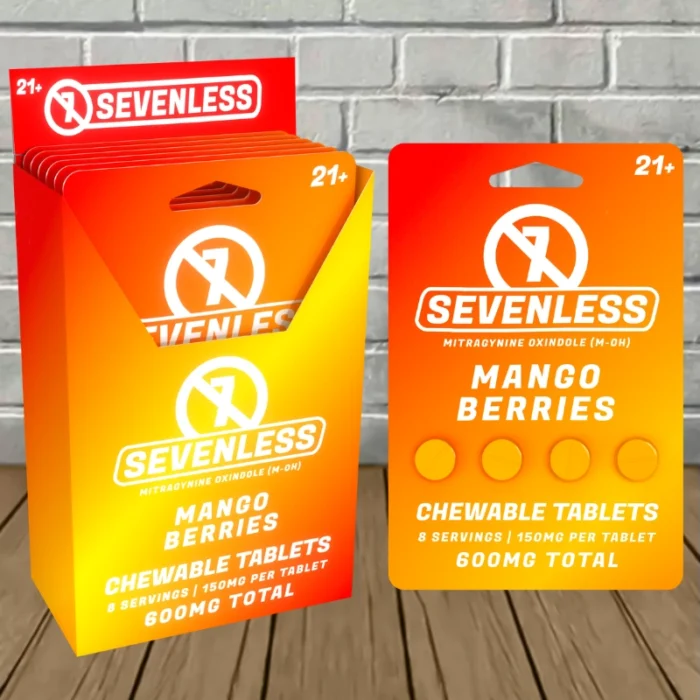 Sevenless Mitragynine Oxindole Tablets 600mg-Mango Berries -- BULK CASE Sevenless Mitragynine Oxindole Tablets 600mg-Mango Berries -- BULK CASE