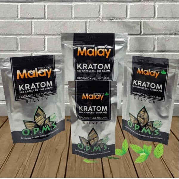 OPMS Silver -- Green Vein -- Malay Kratom Capsules