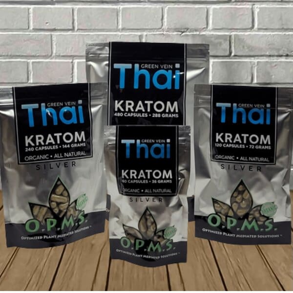 OPMS Silver - Green Vein - Thai Kratom Capsules