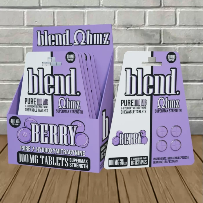 Blend Ohmz SuperMAX Strength 100mg - Berry -- 4ct X 5 = 20 Tablets BULK CASE Blend Ohmz SuperMAX Strength 100mg - Berry -- 4ct X 5 = 20 Tablets BULK CASE