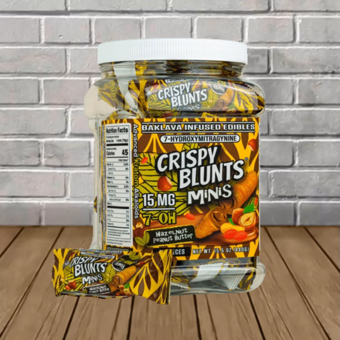 Crispy-Blunts-7-Hydroxy-Mini-Baklava-Infused-Edibles-15mg-Hazelnut-Peanut-Butter-40ct-BULK-CASE