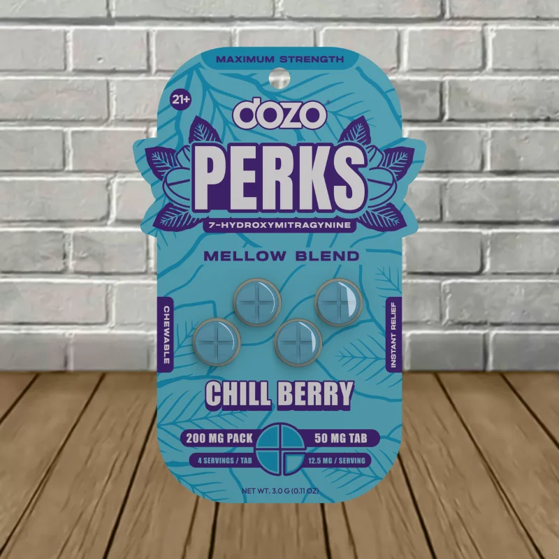 Dozo PERKS Extra Strength 7-OH Extract Tablets 4ct Chill Berry (Mellow Blend)
