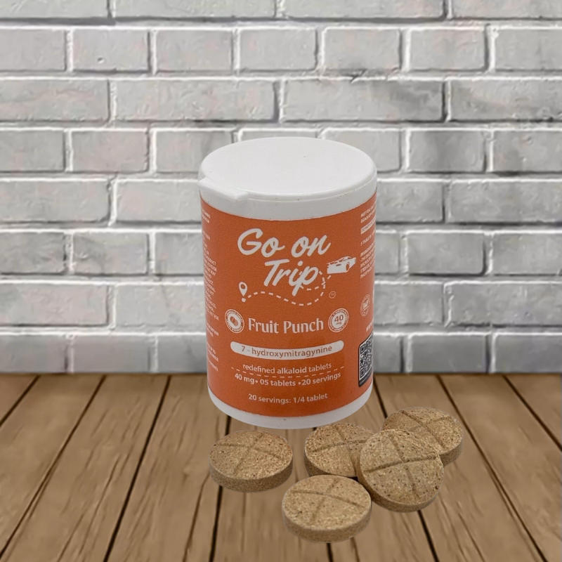 Go-On-Trip-7-Hydroxymitragynine-Tablets-Fruit-Punch-40mg-5ct-Jar-tablets (1)