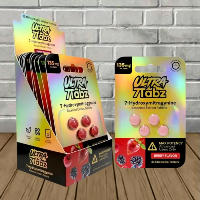 7Tabz Ultra Strength 7-Hydroxy Tablets 135mg - Berry -- 4ct x 10 = 40 Tablets BULK CASE
