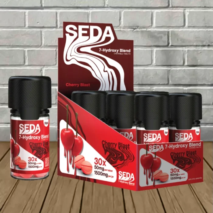 Seda 7-Hydroxy Blend Tablets 50mg - Cherry Blast -- 6 X 30ct Tablets = 108 Tablets BULK CASE Seda 7-Hydroxy Blend Tablets 50mg - Cherry Blast -- 6 X 30ct Tablets = 108 Tablets BULK CASE