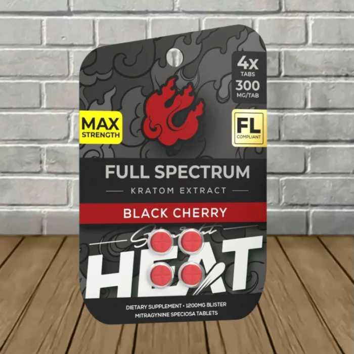 Straight Heat Full-Spectrum Kratom Extract 1200mg - Black Cherry -- 4ct Blister Pack Straight Heat Full-Spectrum Kratom Extract 1200mg - Black Cherry -- 4ct Blister Pack