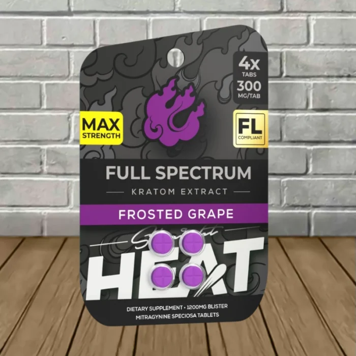 Straight Heat Full-Spectrum Kratom Extract 1200mg - Frosted Grape -- 4ct Blister Pack Straight Heat Full-Spectrum Kratom Extract 1200mg - Frosted Grape -- 4ct Blister Pack