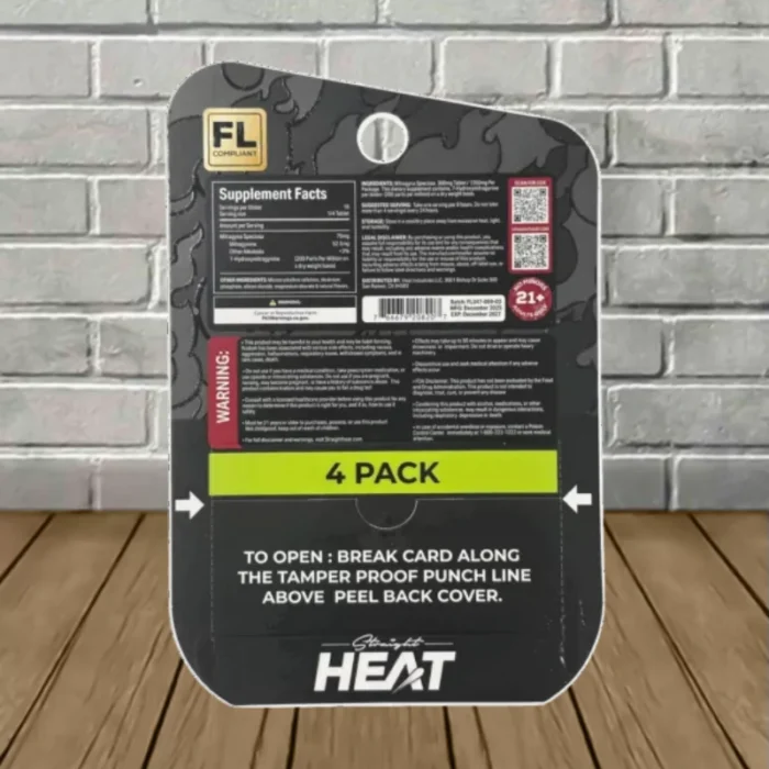 Straight Heat Full-Spectrum Kratom Extract 1200mg - Sour Watermelon -- 4ct Blister Pack - back Straight Heat Full-Spectrum Kratom Extract 1200mg - Sour Watermelon -- 4ct Blister Pack - back