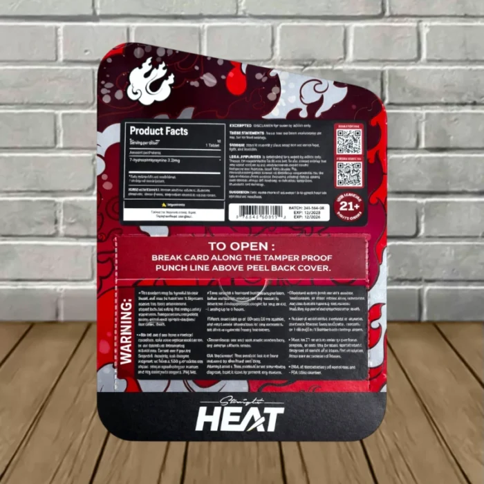 Straight Heat One Fifties 7-Hydroxy Tablets 600mg - Cherry Pop -- 4ct Blister Pack - back Straight Heat One Fifties 7-Hydroxy Tablets 600mg - Cherry Pop -- 4ct Blister Pack - back