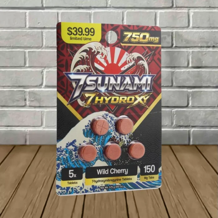 7Sunami 7-Hydroxy Tablets 750mg-Wild Cherry -- 5ct Blister Pack 7Sunami 7-Hydroxy Tablets 750mg-Wild Cherry -- 5ct Blister Pack