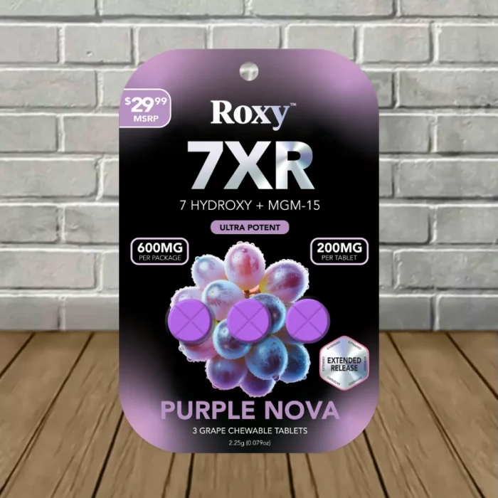 Roxy Black Series 7XR Ultra Potent 7-Hydroxy + MGM-15 Tablets 200mg-Purple Nova -- 3ct Blister Pack Roxy Black Series 7XR Ultra Potent 7-Hydroxy + MGM-15 Tablets 200mg-Purple Nova -- 3ct Blister Pack