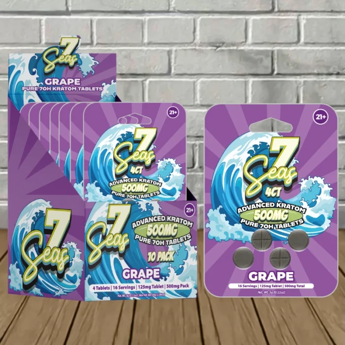 7Seas Pure 7-OH Tablets 500mg-Grape -- 4ct x 10 = 40 Tablets BULK CASE 7Seas Pure 7-OH Tablets 500mg-Grape -- 4ct x 10 = 40 Tablets BULK CASE