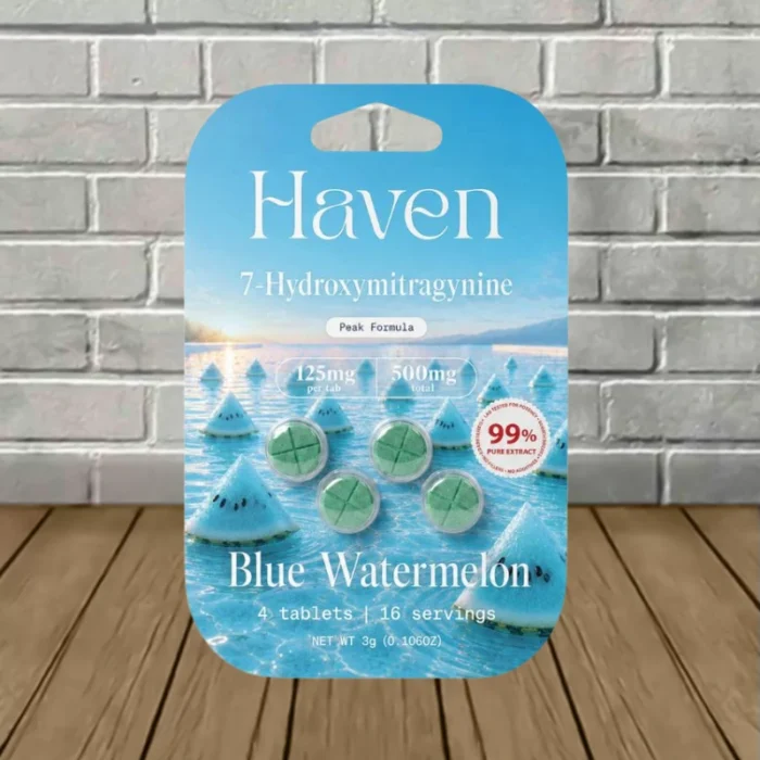 Haven Peak Formula 7-Hydroxy Tablets 500mg-Blue Watermelon -- 4ct Blister Haven Peak Formula 7-Hydroxy Tablets 500mg-Blue Watermelon -- 4ct Blister