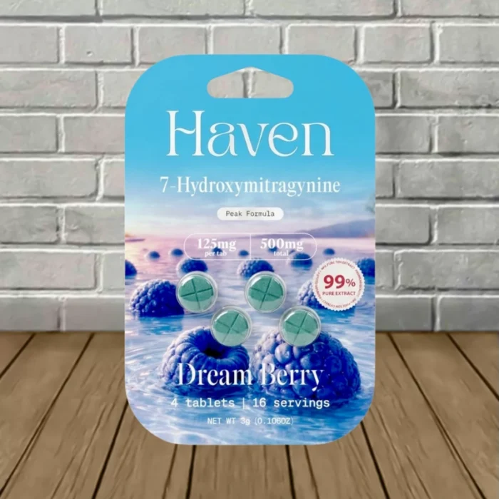 Haven Peak Formula 7-Hydroxy Tablets 500mg-Dream Berry -- 4ct Blister Pack Haven Peak Formula 7-Hydroxy Tablets 500mg-Dream Berry -- 4ct Blister Pack