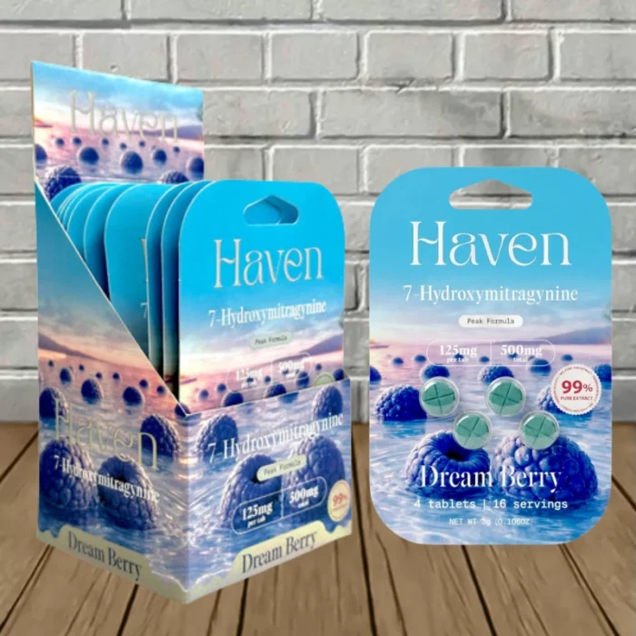 Haven Peak Formula 7-Hydroxy Tablets 500mg-Dream Berry -- 4ct x 10 = 40 Tablets BULK CASE Haven Peak Formula 7-Hydroxy Tablets 500mg-Dream Berry -- 4ct x 10 = 40 Tablets BULK CASE