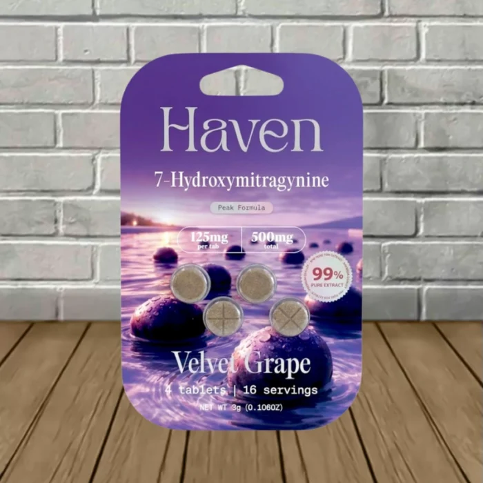 Haven Peak Formula 7-Hydroxy Tablets 500mg-Velvet Grape -- 4ct Blister Pack Haven Peak Formula 7-Hydroxy Tablets 500mg-Velvet Grape -- 4ct Blister Pack