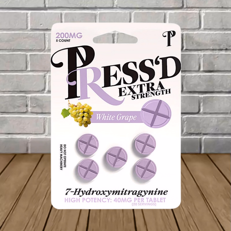 Pressd-Extra-Strength-7-Hydroxymitragynine-Tablets-40mg-White-Grape-5ct-Blister-Pack
