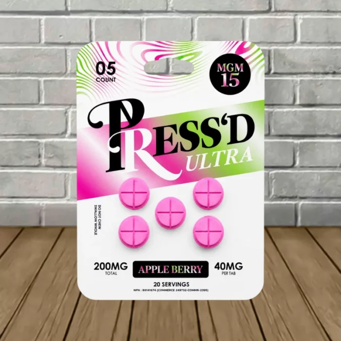 Press'd Ultra MGM-15 Tablets 200mg-Apple Berry -- 5ct Blister Pack Press'd Ultra MGM-15 Tablets 200mg-Apple Berry -- 5ct Blister Pack