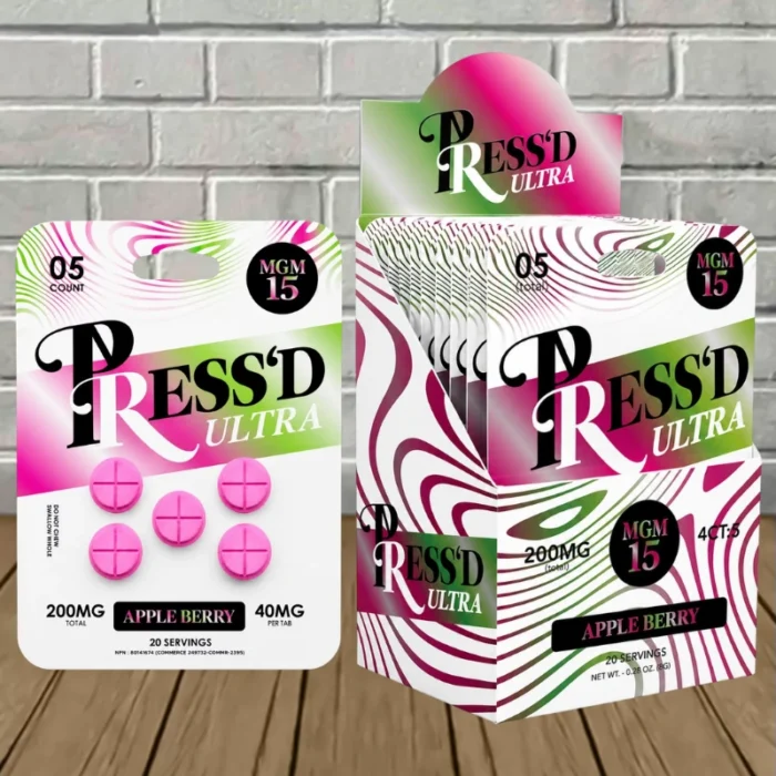 Press'd Ultra MGM-15 Tablets 200mg-Apple Berry -- 5ct x 10 = 50 Tablets BULK CASE Press'd Ultra MGM-15 Tablets 200mg-Apple Berry -- 5ct x 10 = 50 Tablets BULK CASE