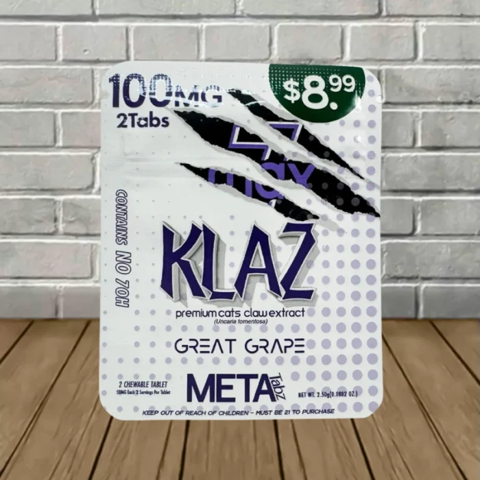 KLAZ by Meta Tabz Premium Cat's Claw Extract Tablets 200mg-Great Grape -- 2ct Single Pack KLAZ by Meta Tabz Premium Cat's Claw Extract Tablets 200mg-Great Grape -- 2ct Single Pack