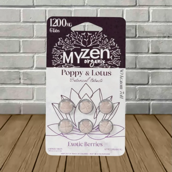 MYZEN Poppy + Lotus Tablets-Exotic Berries -- 6ct Blister Pack MYZEN Poppy + Lotus Tablets-Exotic Berries -- 6ct Blister Pack