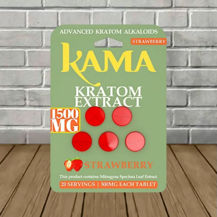Kama Kratom Extract Tablets 1500mg - Strawberry -- 5ct Blister Pack