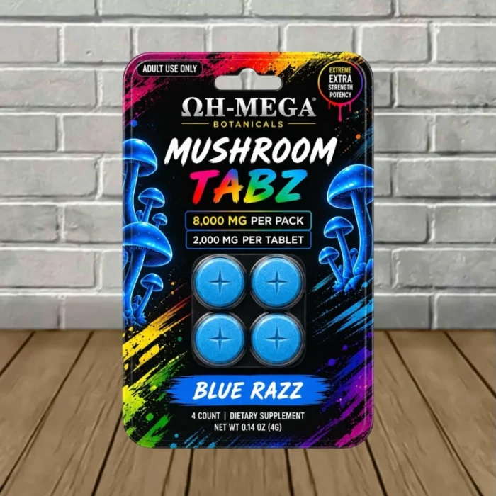 OH-MEGA Botanicals Mushroom Tablets 8000mg - Blue Razz -- 4ct Blister Pack OH-MEGA Botanicals Mushroom Tablets 8000mg - Blue Razz -- 4ct Blister Pack