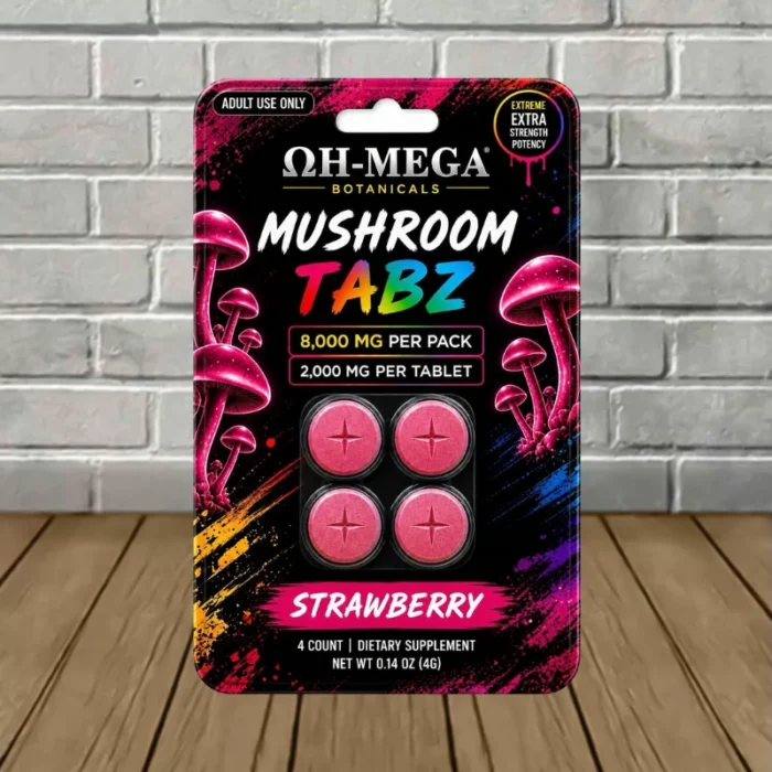 OH-MEGA Botanicals Mushroom Tablets 8000mg - Strawberry -- 4ct Blister Pack OH-MEGA Botanicals Mushroom Tablets 8000mg - Strawberry -- 4ct Blister Pack