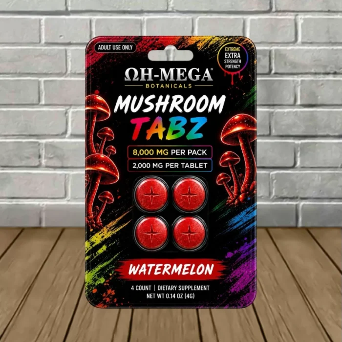 OH-MEGA Botanicals Mushroom Tablets 8000mg - Watermelon -- 4ct Blister Pack OH-MEGA Botanicals Mushroom Tablets 8000mg - Watermelon -- 4ct Blister Pack