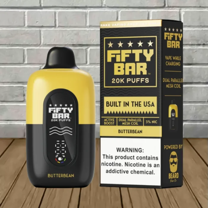Fifty Bar Black Edition V2 Disposable 20k - Butterbean -- DISPOSABLE Fifty Bar Black Edition V2 Disposable 20k - Butterbean -- DISPOSABLE