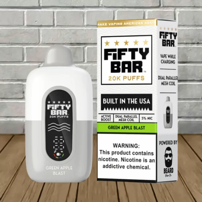 Fifty Bar White Edition V2 Disposable 20k - Green Apple Blast -- DISPOSABLE Fifty Bar White Edition V2 Disposable 20k - Green Apple Blast -- DISPOSABLE