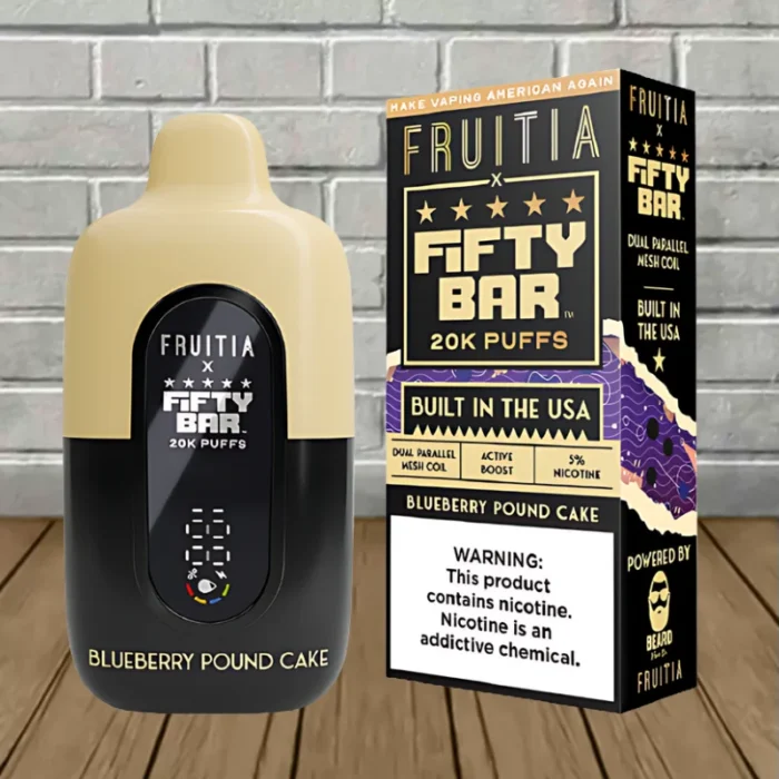 Fifty Bar x Fruitia Disposable 20k - Blueberry Pound Cake -- DISPOSABLE Fifty Bar x Fruitia Disposable 20k - Blueberry Pound Cake -- DISPOSABLE
