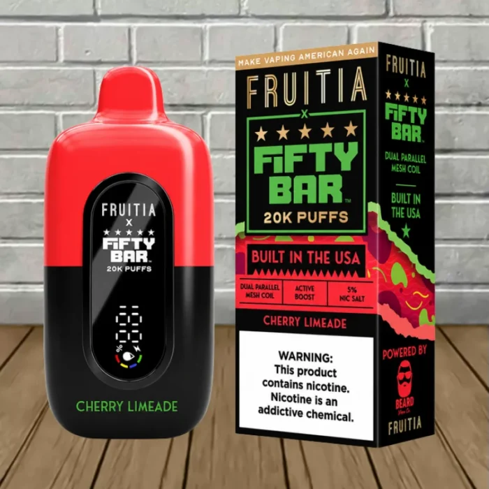 Fifty Bar x Fruitia Disposable 20k - Cherry Limeade -- DISPOSABLE Fifty Bar x Fruitia Disposable 20k - Cherry Limeade -- DISPOSABLE