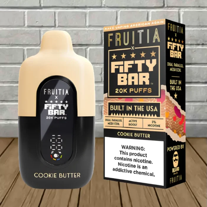 Fifty Bar x Fruitia Disposable 20k - Cookie Butter -- DISPOSABLE Fifty Bar x Fruitia Disposable 20k - Cookie Butter -- DISPOSABLE