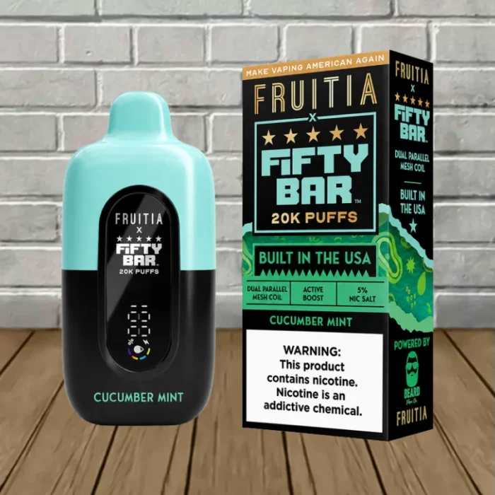 Fifty Bar x Fruitia Disposable 20k - Cucumber Mint -- DISPOSABLE Fifty Bar x Fruitia Disposable 20k - Cucumber Mint -- DISPOSABLE