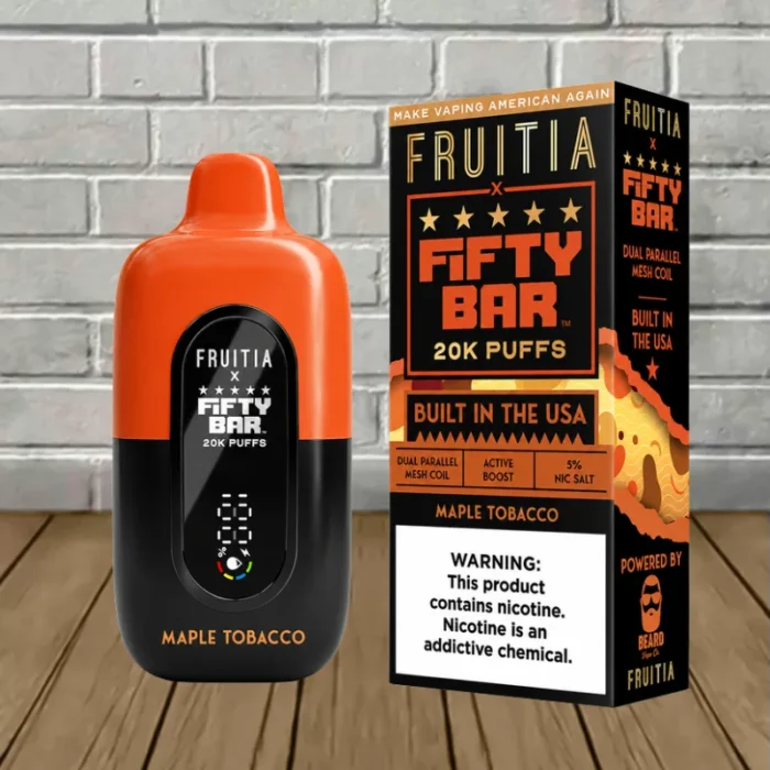 Fifty Bar x Fruitia Disposable 20k - Maple Tobacco -- DISPOSABLE Fifty Bar x Fruitia Disposable 20k - Maple Tobacco -- DISPOSABLE
