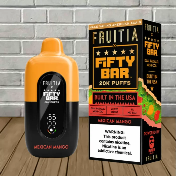 Fifty Bar x Fruitia Disposable 20k - Mexican Mango -- DISPOSABLE Fifty Bar x Fruitia Disposable 20k - Mexican Mango -- DISPOSABLE
