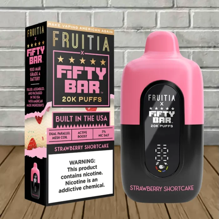 Fifty Bar x Fruitia Disposable 20k - Strawberry Shortcake -- DISPOSABLE Fifty Bar x Fruitia Disposable 20k - Strawberry Shortcake -- DISPOSABLE